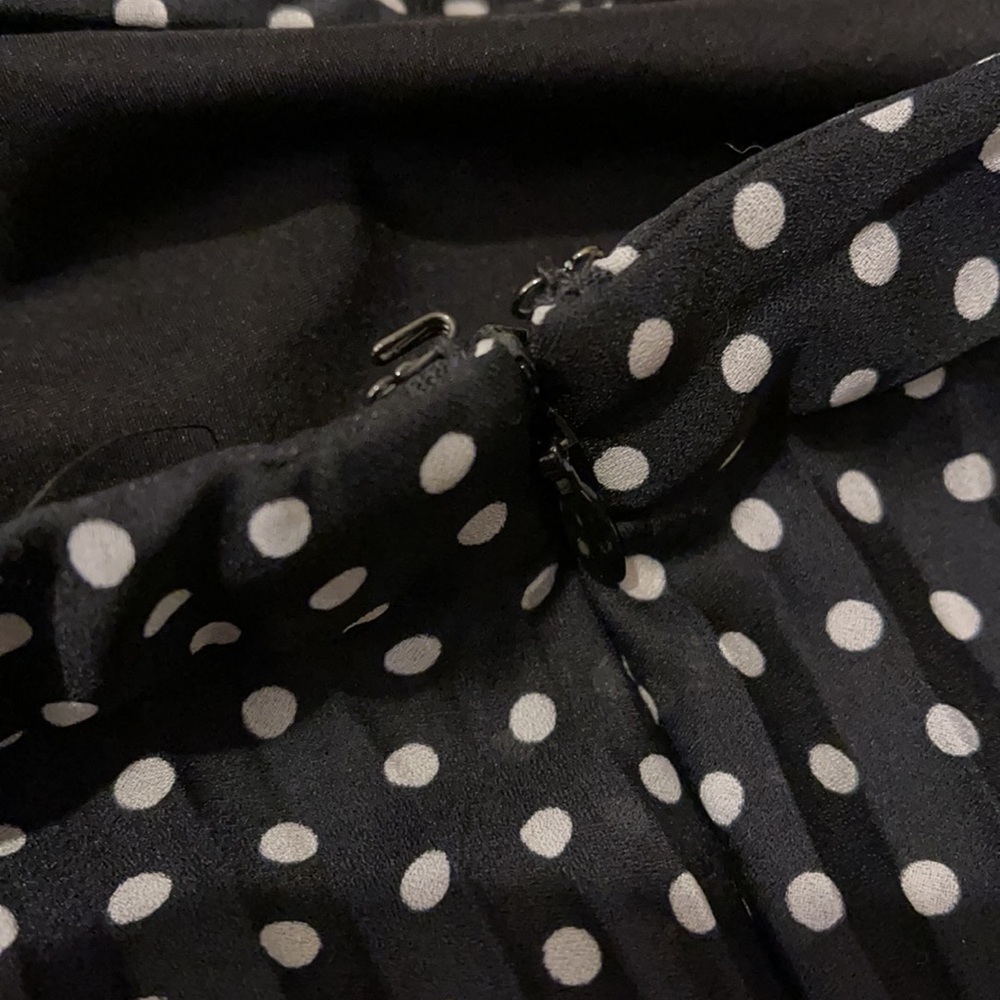 Loft Black & White Polka Dot Pleated Skirt - Picture 4 of 6
